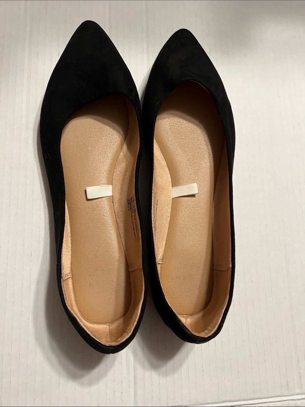 Black faux suede ballet flats
